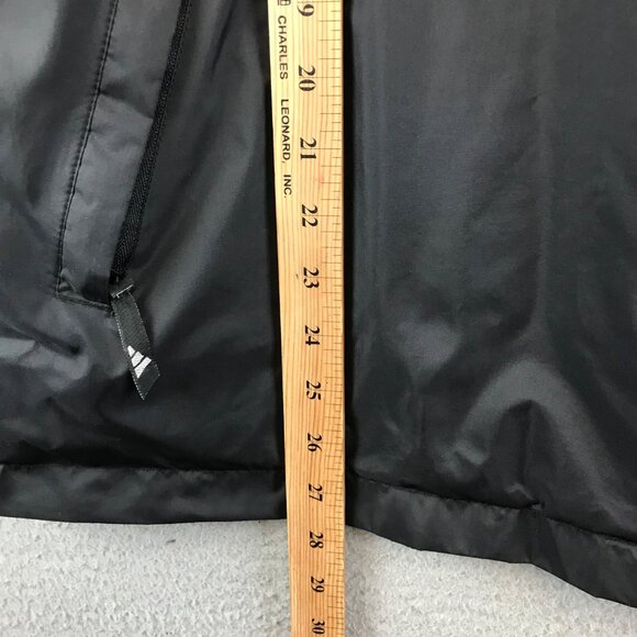 VINTAGE Adidas Jacket Mens size Large Black Blue Windbreaker Hooded jacket - Picture 5 of 10